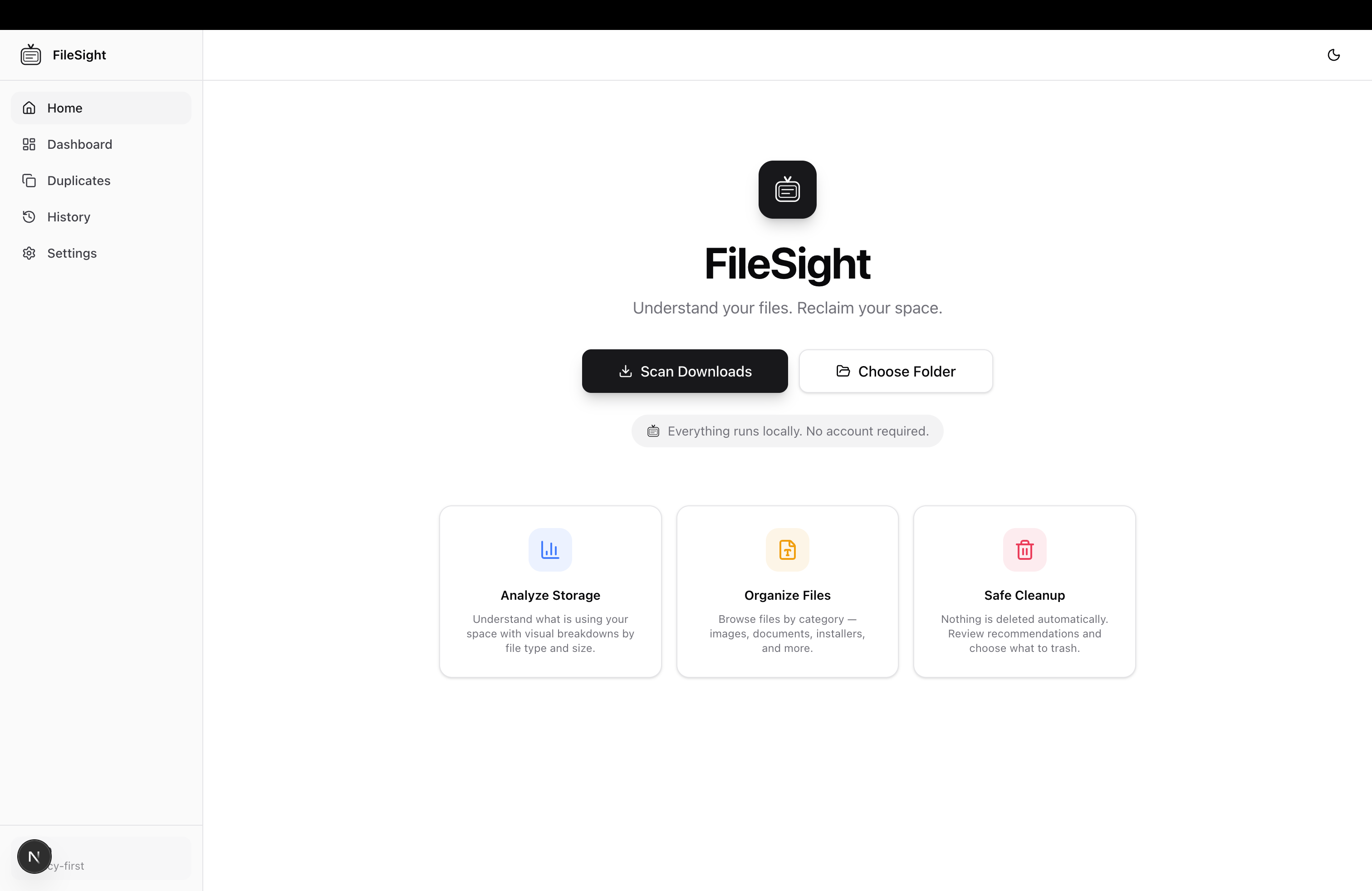 FileSight Home Dashboard